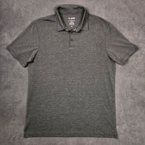 01.ALGO Polo Shirt Mens Large Gray Performance Stretch Anti Odor UPF 40 Recycled